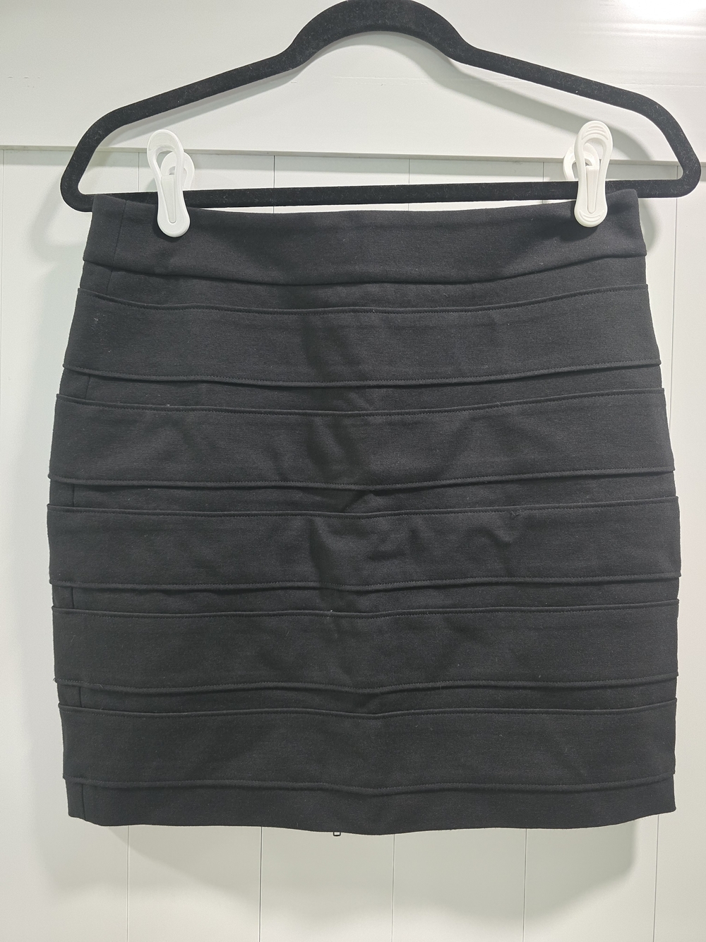 PAIGE Black Horizontal-Panel Mini Skirt - Picture 1 of 3